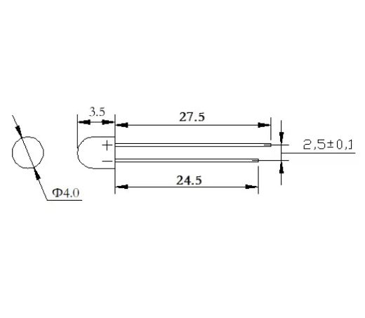 0.044W/0.064W/Φ4mm/red/yellow/green/blue